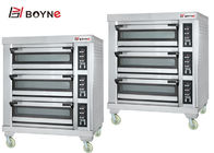 Stainless Steel High End Electric Microcomputer Commercial Three Deck Six Tray Bakery Oven